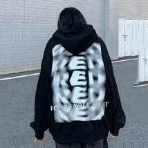 Deeptown Korean Style Letter Print Hoodie Women Streetwear Goth Oversize Black H - £101.43 GBP