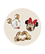 Mickey Mouse and Minnie Mouse Disney Pins: Gold Face and Heart Gloves - $1,199.87 MXN