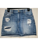 EXCELLENT WOMENS JUNIORS HOLLISTER DISTRESSED DENIM HIGH-RISE SKIRT  SIZ... - $467.56 MXN