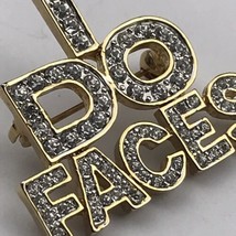 I Do Faces Pin Brooch Gold Tone Jeweled - $9.89