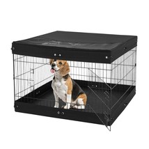 Dog Playpen 4 Panels Foldable Metal Dog Exercise Pen with Bottom Pad Cover - €57,33 EUR