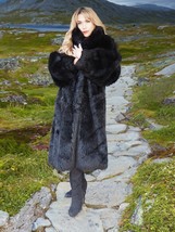 Rare Reversable Plush Black Fox With Water Repellent Shell Fur Coa Fast Shipping - £626.86 GBP