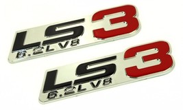 2x Fits All  V8 Engine Cars Trucks Suv Emblems Badge Chrome Silver Red Pair - £13.15 GBP