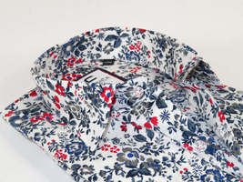 Men's Shirt By CASILA Turkey Cotton Blend Long Sleeves 501660-03 White Floral image 2
