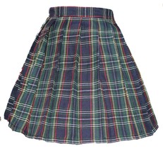 Women`s A-line Pleated Stripe plaid Summer Skirt(XL,Yellow green red stripes ) - $43.55