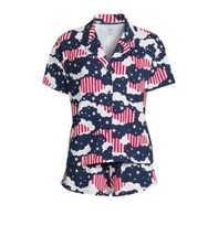 Way to Celebrate Women&#39;s Americana Shorty Pajama Set Patriotic Plus Size 3X - $16.82