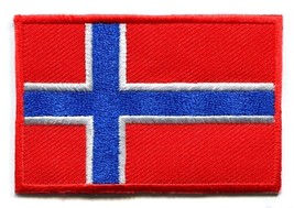 Flag of Norway Patch Country Emblem 1.2&quot; x 1.8&quot; Embroidered Iron On Nation De... - £12.70 GBP