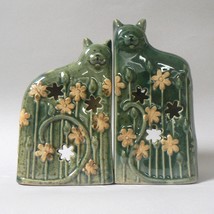 Green Ceramic Cats with Flowers Candle Holders (BN-CND103) - $14.00
