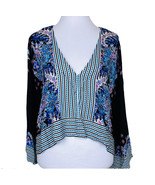 Free People Top Mix N Match Top Blouse XS Black Combo Wide 3/4 Sleeve Wo... - $564.31 MXN