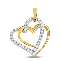 10kt Two-tone Gold Womens Round Diamond Linked Heart Pendant 1/8 Cttw - £135.37 GBP