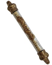 Golden glass transparent 5&quot; mezuzah royal holy design from Israel 10cm s... - $20.50