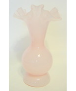 Pink Glass Vase with Ruffled Top - $91.67 CAD