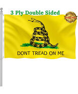 Double Sided Don't Tread on Me Flag 3X5 Outdoor Durable 3 Ply Yellow - $18.99