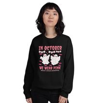 In October We Wear Pink Ghost Witch Breast Cancer Awareness Sweatshirt - $28.91+