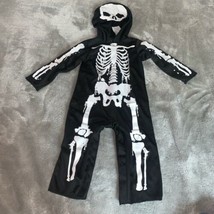 Infant Size 6-12 Months Skeleton Hooded Jumpsuit Halloween Costume Black... - $17.00