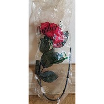 Avon Faux Vintage Red Stem Rose with Green PlasticStem NOS Hong Kong See... - $94.75 MXN