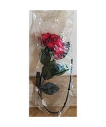 Avon Faux Vintage Red Stem Rose with Green PlasticStem NOS Hong Kong See... - $6.27
