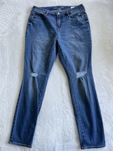 Old Navy Pop icon Skinny Whiskered Denim Blue Jeans Distressed Plus Size 14 - £15.22 GBP