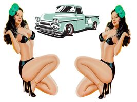 C10 Truck  &amp; Pin up Girl, Aloha x2, Laminated. USA Shipping Included - $34.60