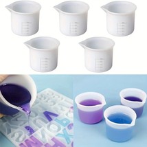 Silicone Measuring Cup Round Silicone Mold Split Cup DIY For Casting 5Pcs 50ml - £8.75 GBP