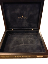 Nautica Men&#39;s Desk Valet Wallet Case Storage Box Black 5.5 Inches Wood Box - £22.57 GBP