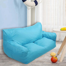 Blue Bean Bag Chair Kids Self-Inflated Sponge Stuffed Beanless Dorm Chair for... - £185.12 GBP