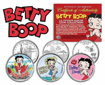 Primary image for BETTY BOOP US Statehood Quarters Colorized 3-Coin Set *Officially Licensed*
