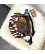 Handmade Leather Sling Bag: Suede Fringe, Hair-On Detail, Boho Festival ... - $3,659.40 MXN