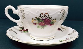 Lefton China Tea Cup &amp; Saucer Roses W/Gold Trim #20335 Hand Painted Regency - £10.29 GBP