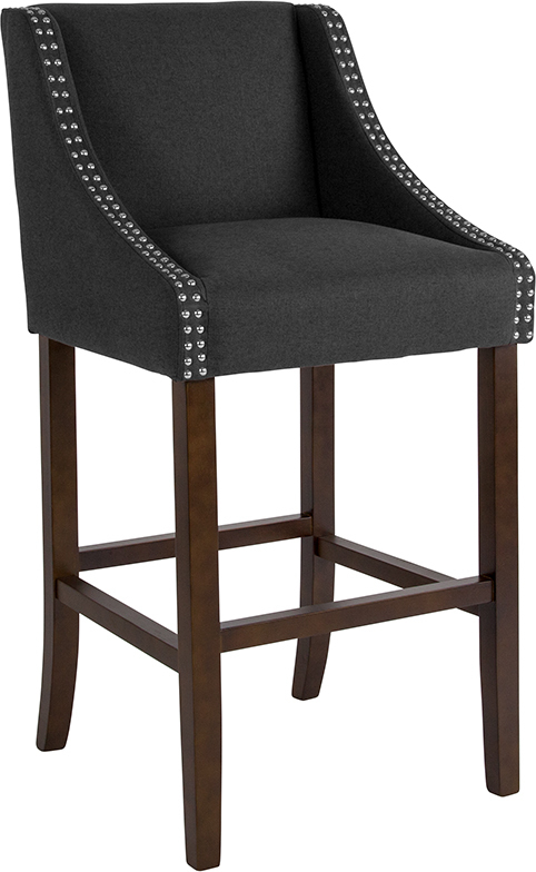 30" Charcoal Fabric/Wood Stool CH-182020-30-BK-F-GG