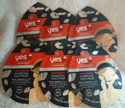 Lot of 6 Yes To Tomatoes Detoxifying Charcoal Peel-Off Mask Single Use NEW - £11.62 GBP