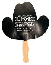 BILL MONROE Bluegrass Festival 2002-3rd Annual-Cowboy Hat Hand Fan- 11.5"  - $26.24