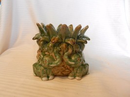 Ceramic Pineapple with Two Elephants Candle Holder or Artificial Flower Holder - £30.06 GBP