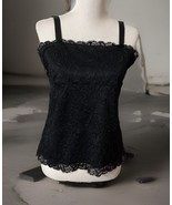 Vintage Coldwater Creek Cami Sz M Black Lace Camisole Floral Sleeveless - $462.76 MXN
