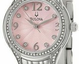 NEW Bulova 96X124 Swarovski Crystals Pink Dial Silver Tone Women&#39;s Dress... - £101.24 GBP