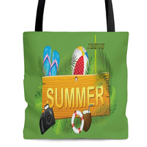 AOP Tote Bag &quot;Summer&quot; Graphic Green Bag Printed on Both Sides - £18.59 GBP+