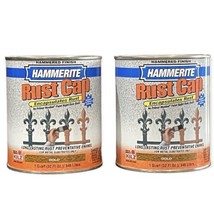 Lot 2 Hammerite Gold Hammered Finish Rust Cap Quart Metal Primer &amp; Paint 43170 - £92.35 GBP