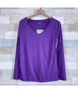 Jockey Cut Out Crossover Back Activewear Top Purple Thumbholes Womens Me... - £13.35 GBP