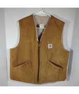 Vintage Carhartt Sherpa Lined Vest Brown Large USA Made Union Tag Workwe... - $78.27 CAD