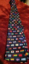 VTG Alynn Neckware 100 Colorful Counry Flags  Mens Tie 100% Silk USA Ade - $11.99