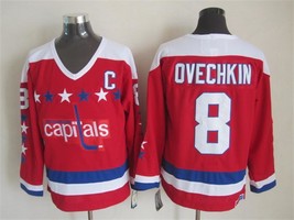 Capitals #8 Alex Ovechkin Jersey Old Style Uniform Red - £36.82 GBP