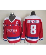 Capitals #8 Alex Ovechkin Jersey Old Style Uniform Red - £38.83 GBP