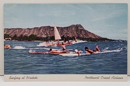 Northwest Orient Airlines Surfing At Waikiki Postcard B4 - £4.68 GBP