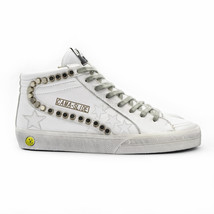 Luxury Women&#39;s Casual Shoes High Top White Genuine Leather Oro SSTAR Smi... - $179.95