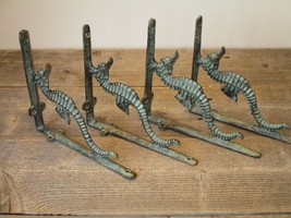 4 Cast Iron NAUTICAL SEAHORSE Brackets Garden Braces Shelf Bracket Book ... - $36.99