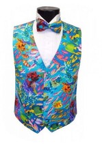 Tropical Coral Reef Tuxedo Vest and Bowtie - £116.77 GBP