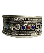 Vintage GEMSTONE  TRIBAL  CUFF men&#39;s bracelet Women’s, Lapis Lazuli, Coral - $38.61