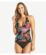 Trina Turk Sz 6 Electric Reef Tankini Top Swimsuit Halter Slimming $102!... - $21.77