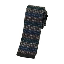 Designer Men&#39;s 100% Wool Stripe Knit Tie Black Multicolor Made in Italy - £19.01 GBP