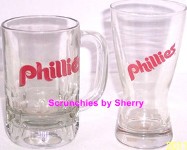 Philadelphia Philles Drinking Glass Beer Mug MLB Baseball Lot of 2 - £23.94 GBP